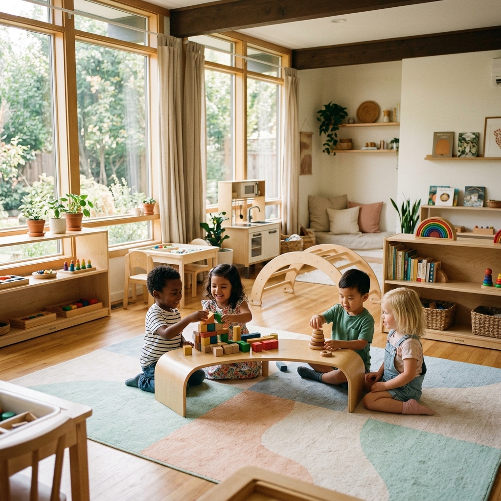 Bright, learning-rich daycare environment
